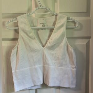 XL White Crop Top by DYNAMITE